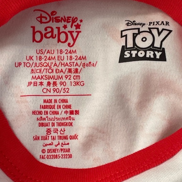 NEW Walt Disney Baby Pixar Toy Story Red/White‎ "Pizza Planet" Bodysuit - Picture 5 of 5